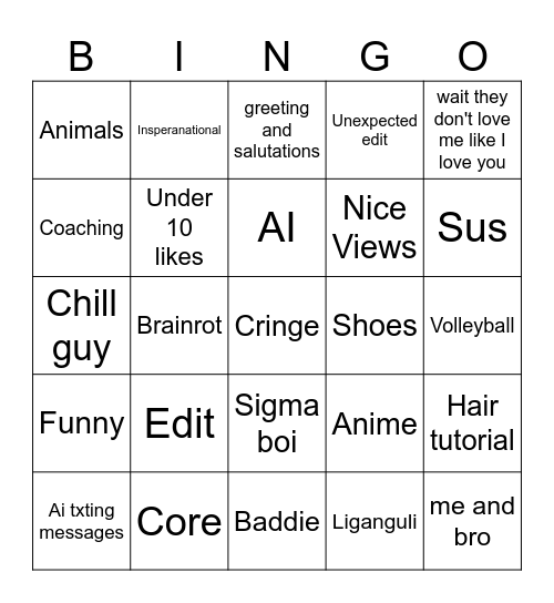 Reels Bingo Card
