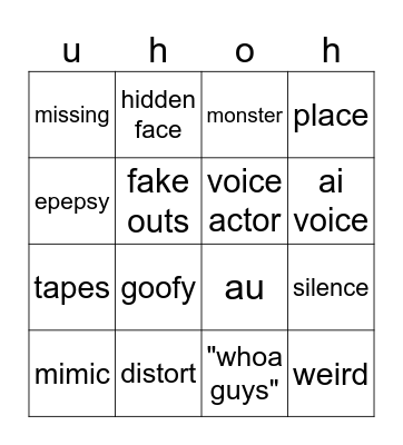uh oh spooky Bingo Card