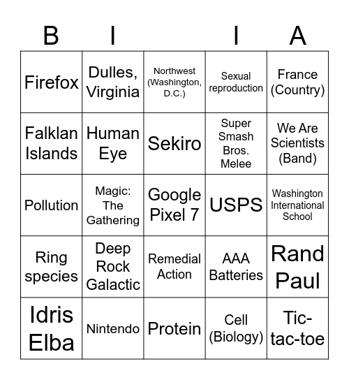 Wikipedia random article Bingo Card
