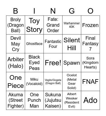 Fortnite 2025 Bingo Card