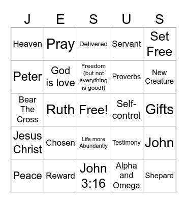 The Holy Bible Bingo Card