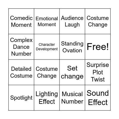 Name of the Production Bingo Card