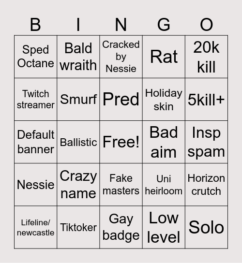 Apex bingo Card