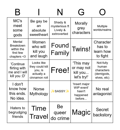 Project Time Travel Bingo! Bingo Card