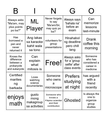 PEOPLE BINGO Card