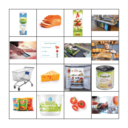 Boodschappen Bingo Card
