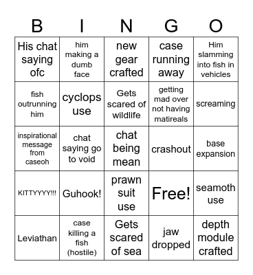 Caseoh subnautica bingo Card