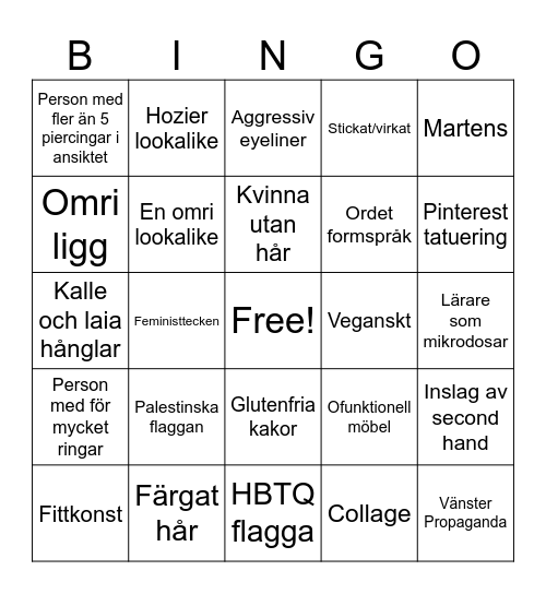 Konstfack Bingo Card