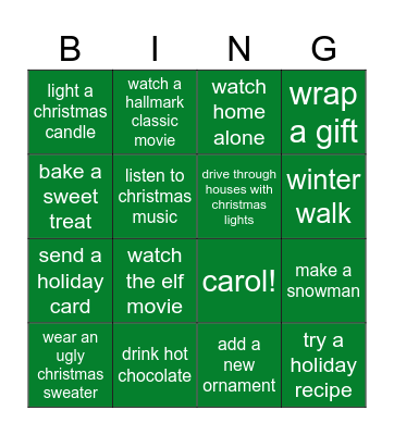 catherine's christmas bingo Card