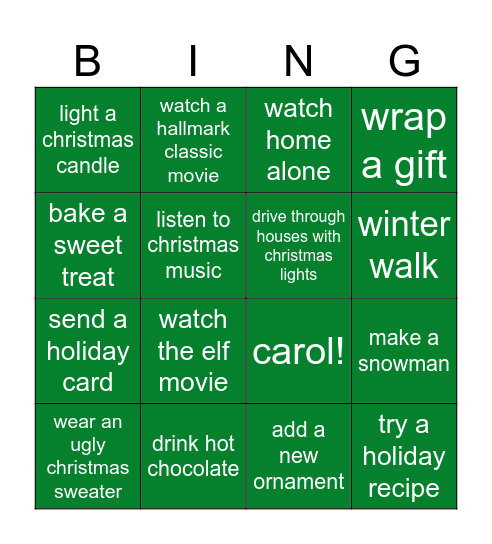 catherine's christmas bingo Card