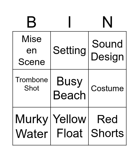 Jaws Mise en Scene Bingo Card