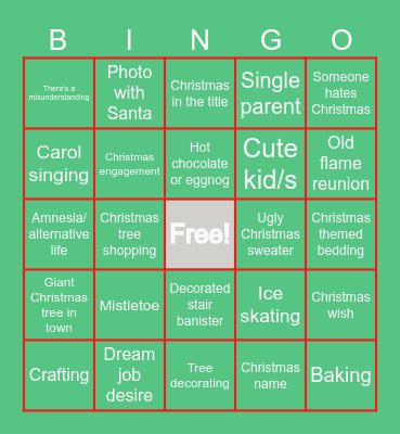 Classic Hallmark Christmas Movie Bingo Card