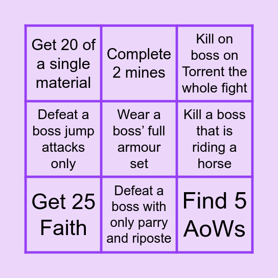 Elden Bingo 1 Bingo Card