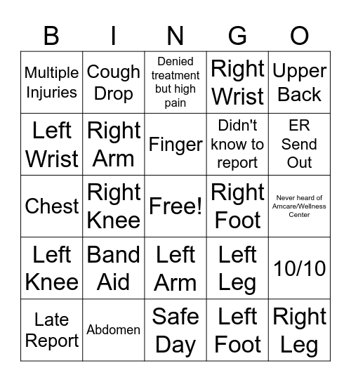 Peak Bingo Card