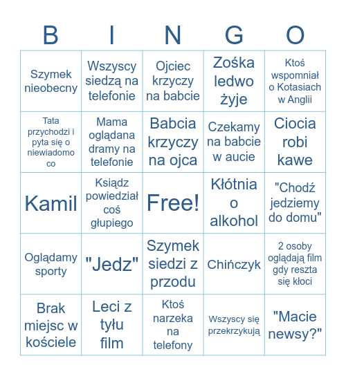 Niedziela Bingo Card