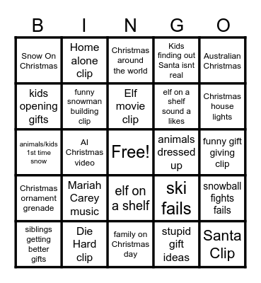 Christmas TikTok Bingo Card