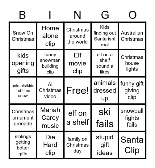 Christmas TikTok Bingo Card