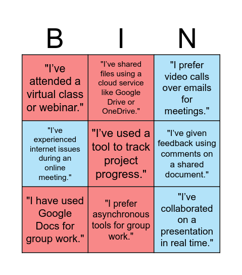 CSCW Bingo Card