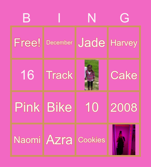 Naomi’s Sweet Sixteen Bingo Card