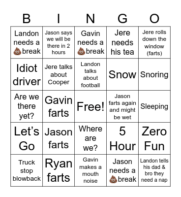 Zero Fun Bingo Card