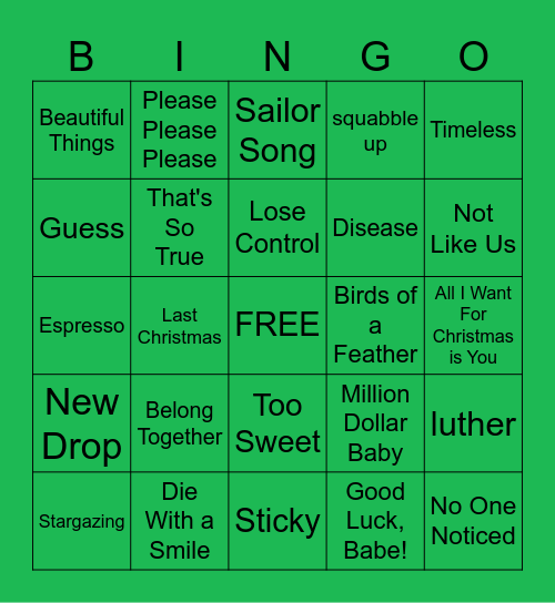Yearbook Bingo Card