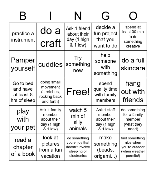 Adding more spoons! Bingo Card
