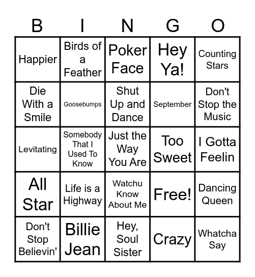 Music Bingo Card