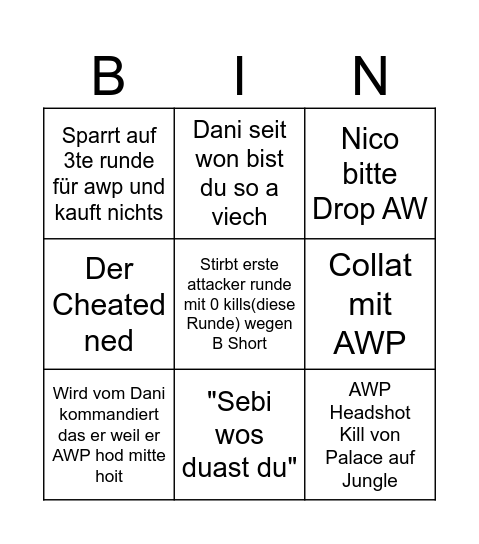 Simon Bingo Card