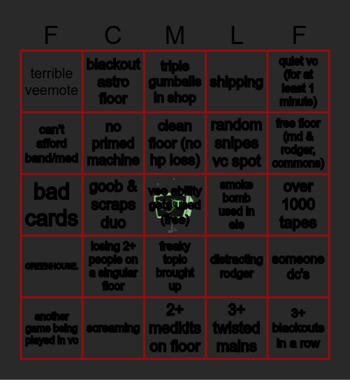 suffer as i have Bingo Card