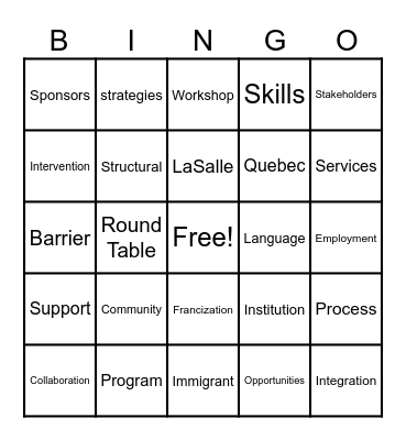 LIIP: LaSalle Immigration Integration Program Bingo Card