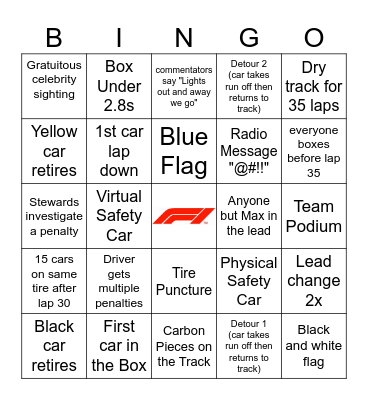 QATAR GP 2024 Bingo Card