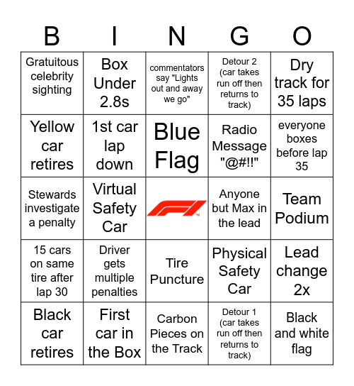 QATAR GP 2024 Bingo Card