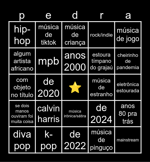 pedradias Bingo Card