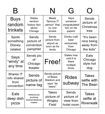 Kyle Does Chicago Bingo Card