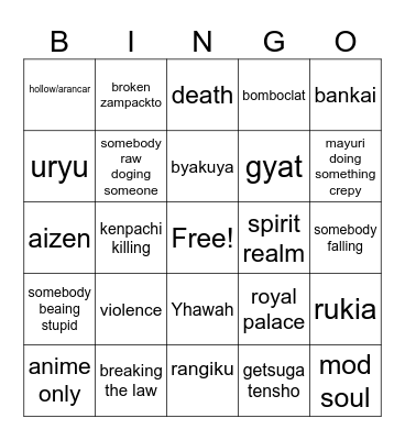 tybw Bingo Card