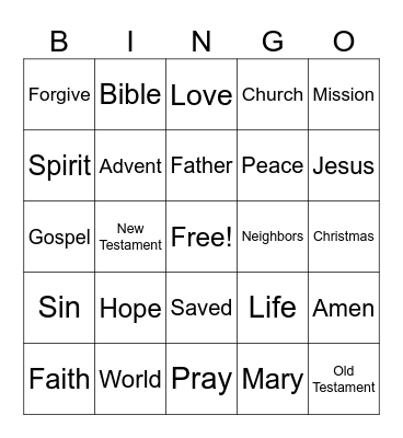 SERMON BINGO Card