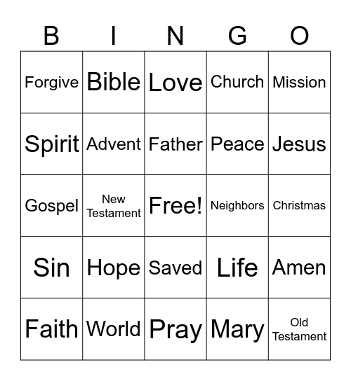 SERMON BINGO Card