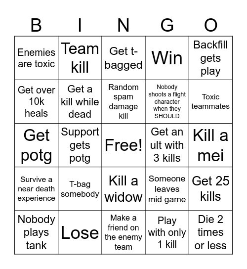 Overwatch bingo Card