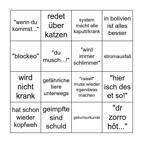 Sandra Bingo Card