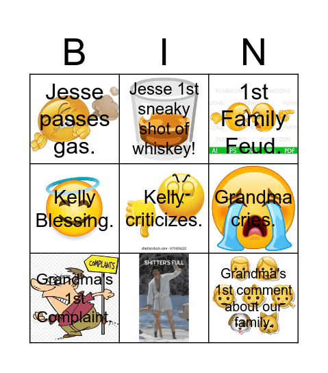 Forced Family Fun Bingo Card