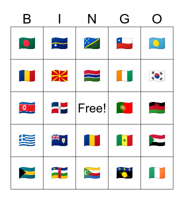 flags Bingo Card