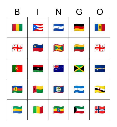 flags Bingo Card