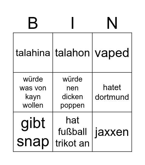 ome tv bingo Card