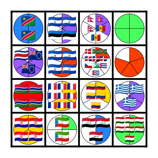 Fraction Circles to Fifths Bingo Card