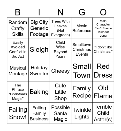 Hallmark Bingo Card