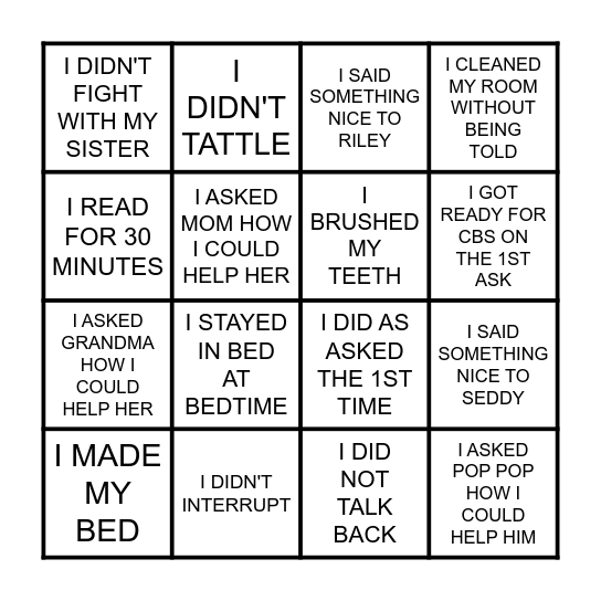 BUTLER BINGO Card