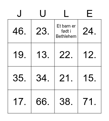 Julebingo Viborg Ingeniørerne Bingo Card