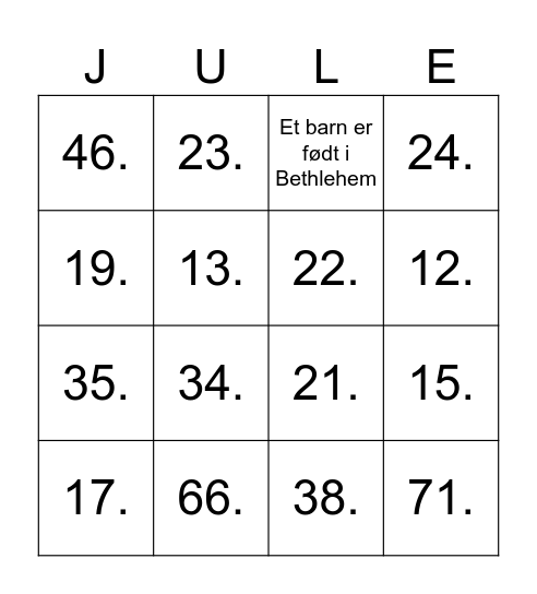 Julebingo Viborg Ingeniørerne Bingo Card