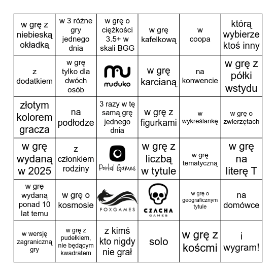 W 2025 roku zagram Bingo Card