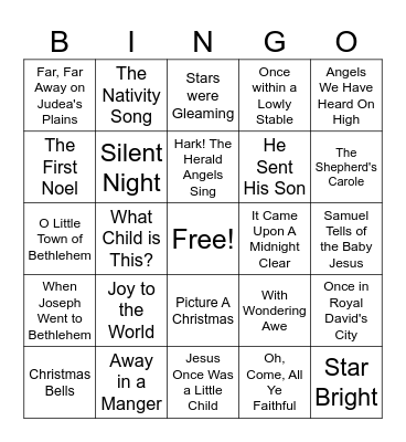 Primary songs Bingo Card